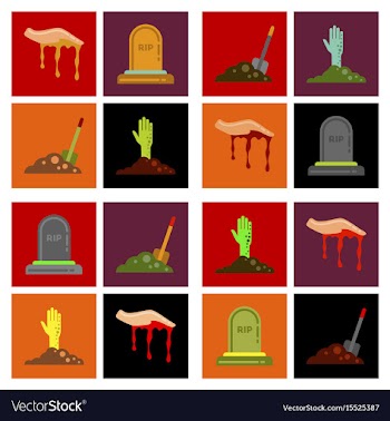 Assembly flat icons halloween zombie hand grave vector image