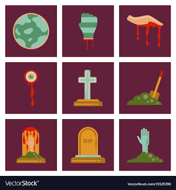 Assembly flat icons halloween zombie hand grave vector image