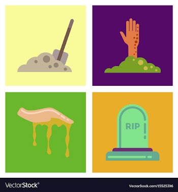 Assembly flat icons halloween zombie hand grave vector image