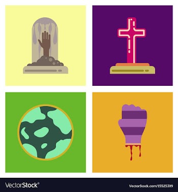 Assembly flat icons halloween zombie hand grave vector image