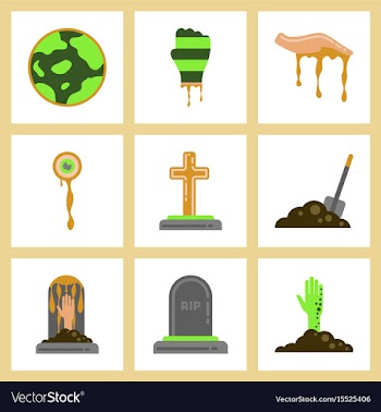 Assembly flat icons halloween zombie hand grave vector image