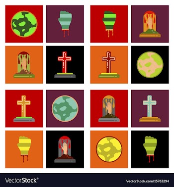 Assembly flat icons halloween zombie hand grave vector image