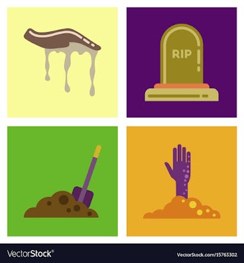 Assembly flat icons halloween zombie hand grave vector image