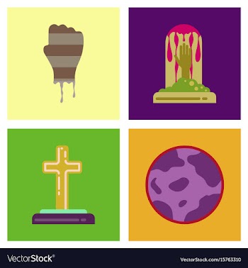 Assembly flat icons halloween zombie hand grave vector image