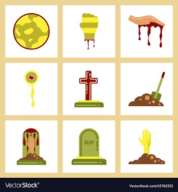 Assembly flat icons halloween zombie hand grave vector image