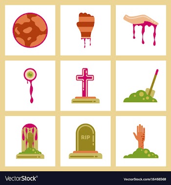 Assembly flat icons halloween zombie hand grave vector image