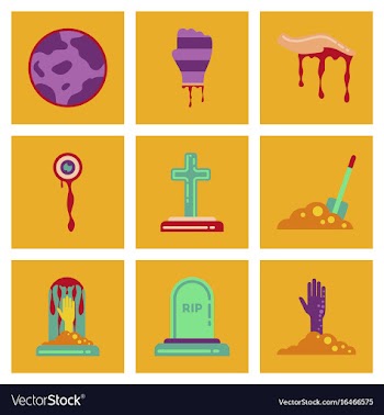 Assembly flat icons halloween zombie hand grave vector image