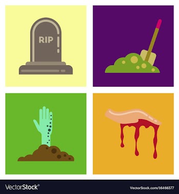 Assembly flat icons halloween zombie hand grave vector image