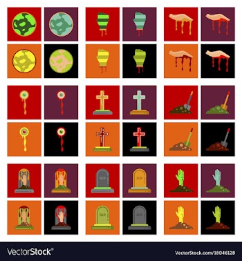Assembly flat icons halloween zombie hand grave vector image