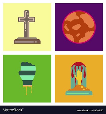 Assembly flat icons halloween zombie hand grave vector image