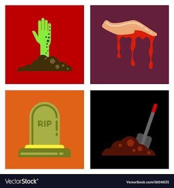 Assembly flat icons halloween zombie hand grave vector image