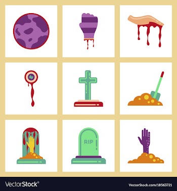 Assembly flat icons halloween zombie hand grave vector image