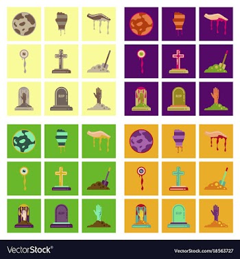 Assembly flat icons halloween zombie hand grave vector image