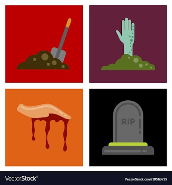 Assembly flat icons halloween zombie hand grave vector image
