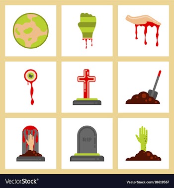Assembly flat icons halloween zombie hand grave vector image