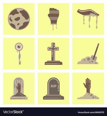 Assembly flat icons halloween zombie hand grave vector image
