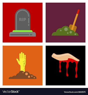 Assembly flat icons halloween zombie hand grave vector image