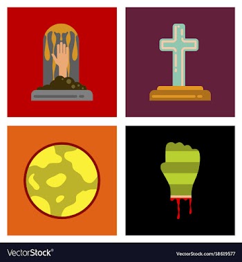 Assembly flat icons halloween zombie hand grave vector image