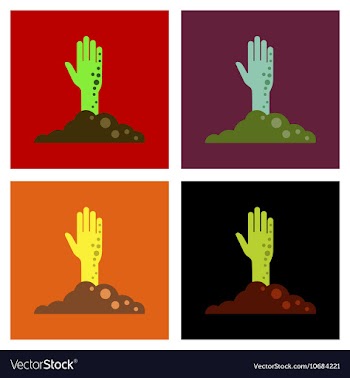 Assembly flat icons halloween zombie hand vector image