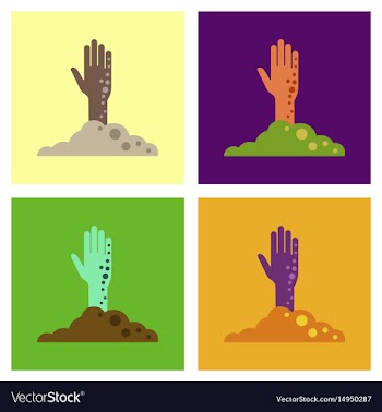 Assembly flat icons halloween zombie hand vector image