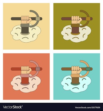 Assembly flat icons hammer in hand avalanche vector image