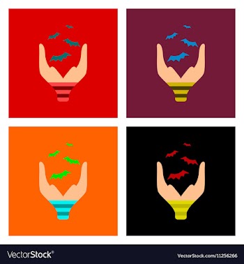 Assembly flat icons hand bat vector image