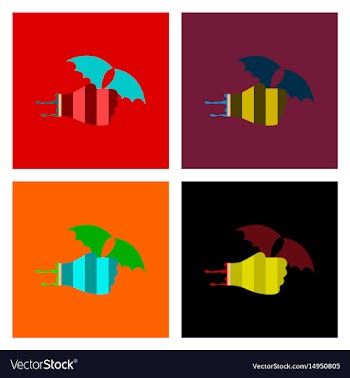 Assembly flat icons hand bat vector image