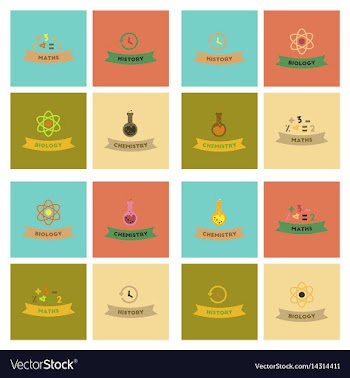 Assembly flat icons history math biology chemistry vector image
