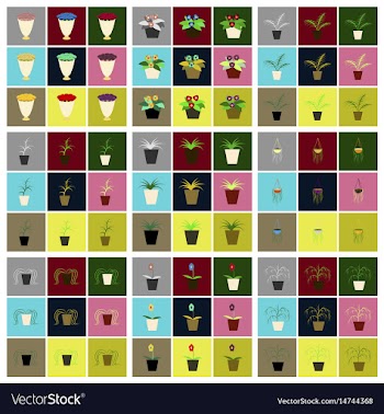 Assembly flat icons houseplants vector image