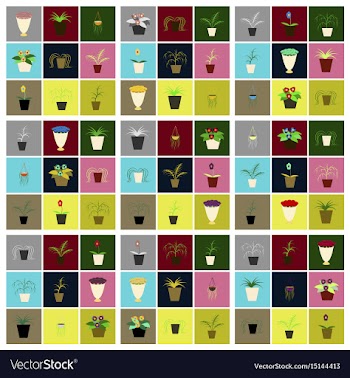 Assembly flat icons houseplants vector image