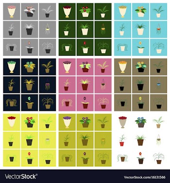Assembly flat icons houseplants vector image