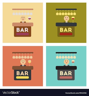 Assembly flat icons icon poker bar bartender vector image
