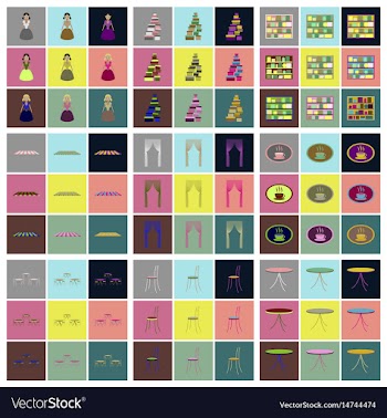 Assembly flat icons interior vector image