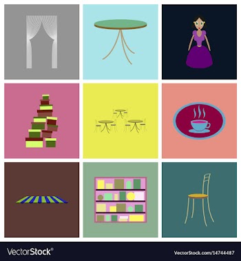 Assembly flat icons interior vector image