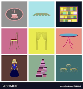 Assembly flat icons interior vector image
