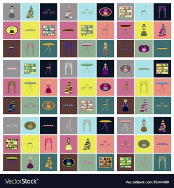Assembly flat icons interior vector image