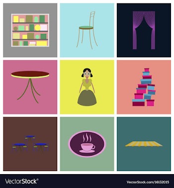 Assembly flat icons interior vector image