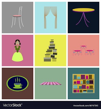 Assembly flat icons interior vector image
