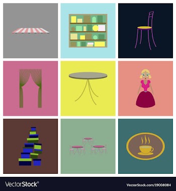 Assembly flat icons interior vector image