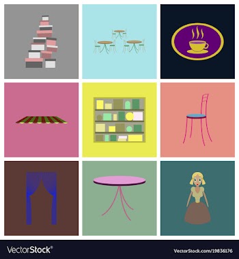 Assembly flat icons interior vector image