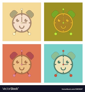 Assembly flat icons kids toy alarm clock vector image