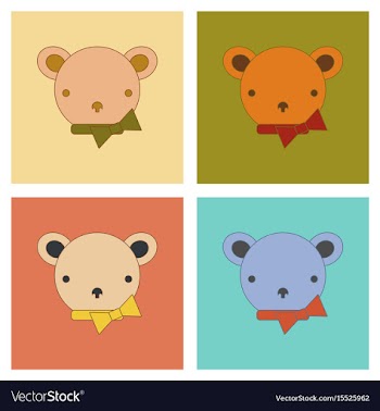Assembly flat icons kids toy bear vector image