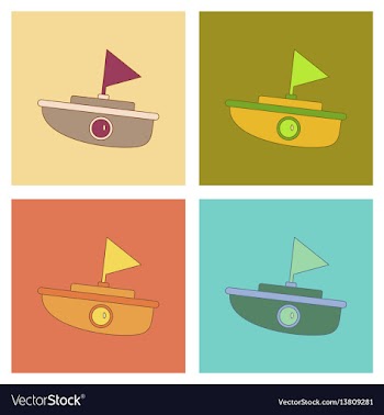 Assembly flat icons kids toy boat vector image