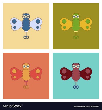 Assembly flat icons kids toy butterfly vector image