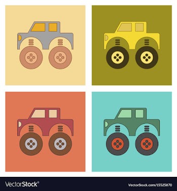 Assembly flat icons kids toy car vector image