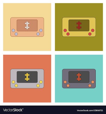 Assembly flat icons kids toy console vector image