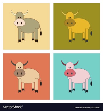 Assembly flat icons kids toy cow vector image