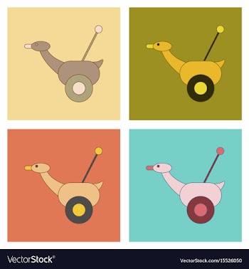 Assembly flat icons kids toy duck vector image