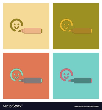 Assembly flat icons kids toy felt-tip marker vector image