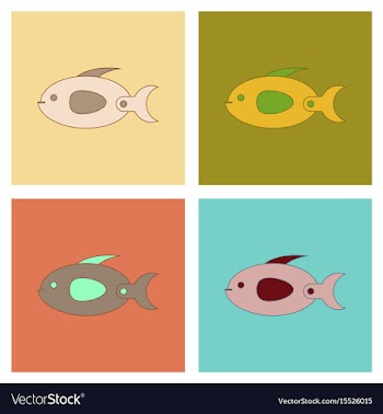 Assembly flat icons kids toy fish vector image